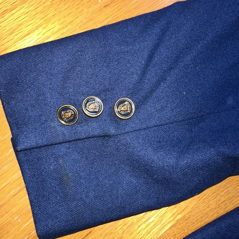 Pendleton Blazer Womens 14 Navy Virgin Wool Made in USA One Button Lined Flap - Picture 7 of 11